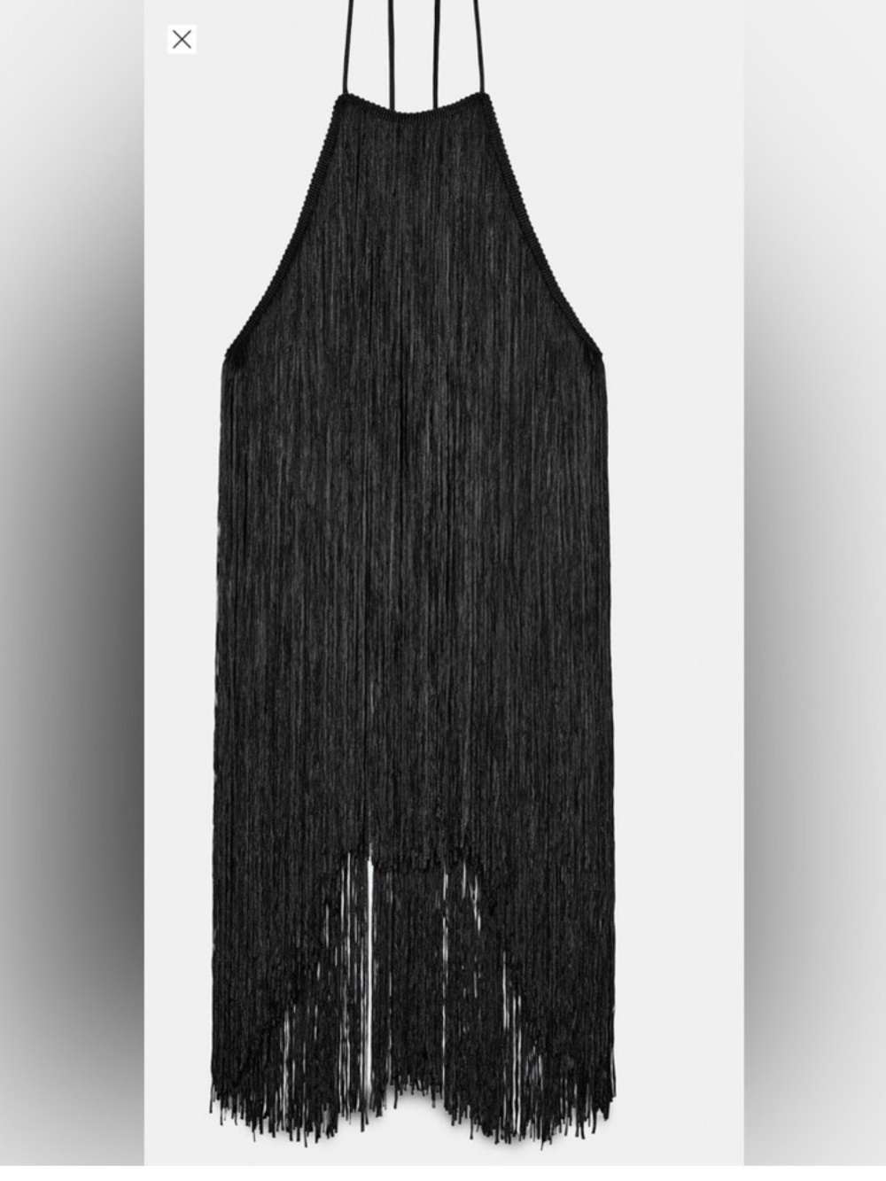Zara Black Fringe Halter Top - Picture 6 of 7
